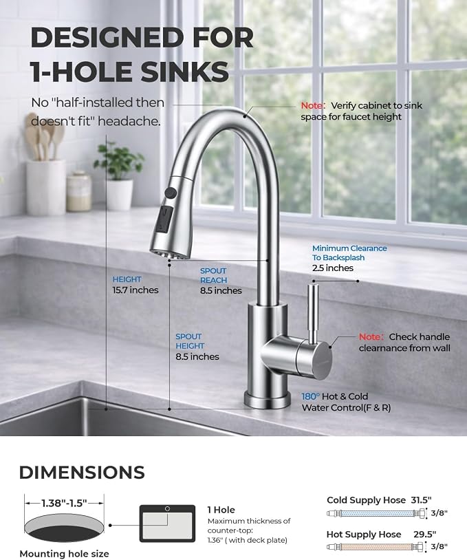 WEWE Pull-Down Kitchen Faucet - Image 6