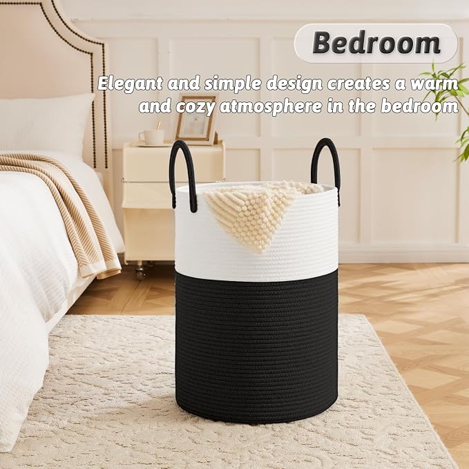 Artfeel Laundry Basket, Woven Cotton Rope Laundry Hamper, 40L - Image 4