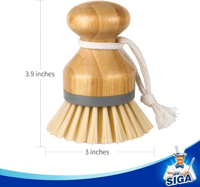 MR.SIGA Bamboo Palm Brush, Dish Scrub Brush, Bamboo Dish Brush, kitchen sink - Image 7