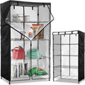 Wire Shelf Cover,600D Heavy Duty 100% Waterproof Shelf Covers for Wire Shelving,Outdoor Storage Shelves Cover for Metal Rack,48" W x 18" D x 72" H,Black with Clear Front