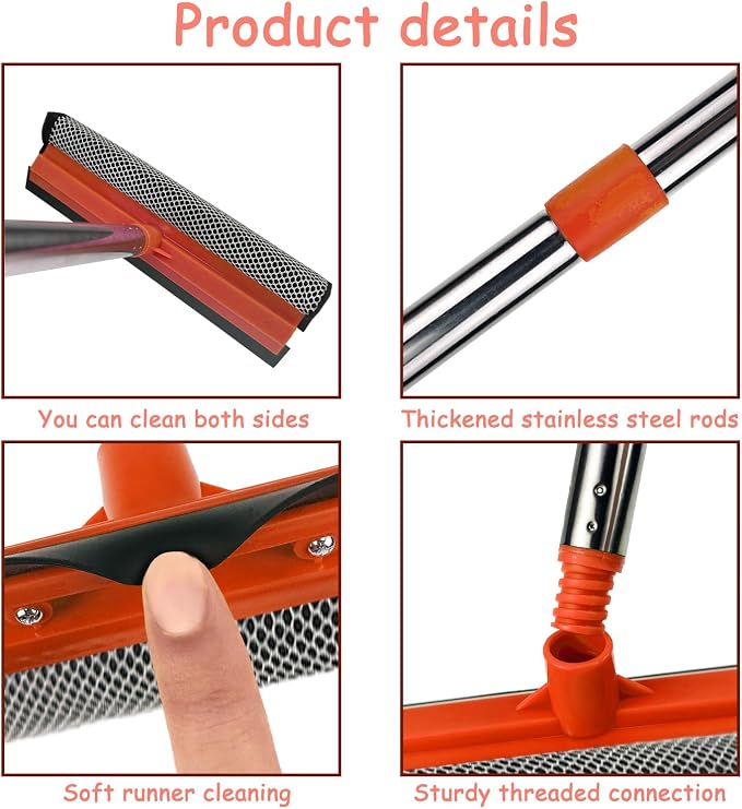 Window Squeegee for Window Cleaning, Squeegee Window Cleaner Tool 2 in 1 Car - Image 3