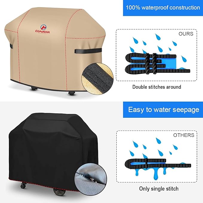Comnova Grill Cover 72 Inch - 600D BBQ Cover for Outdoor Grill Waterproof and Heavy Duty, Large Barbecue Gas Grill Covers for Weber, Char-Broil, Nexgrill, Monument, Dyna-glo, Brinkmann and More