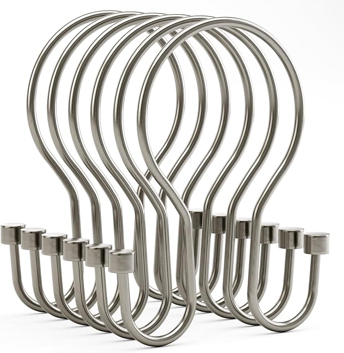Bathway Shower Curtain Hooks, Metal Shower Curtain Hooks Rust Proof, Smooth by Bathway