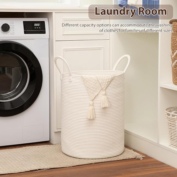 OIAHOMY 60L Nursery Hamper Laundry Basket Laundry Hamper White - Image 4