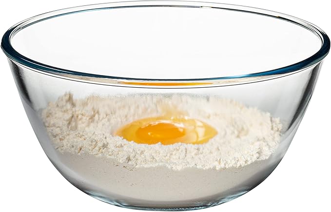 SIMAX Glass Mixing Bowl, 1.8 Quart Clear Glass, Modern, Contemporary, Oven & Microwave Safe, Mixing, Serving, Baking