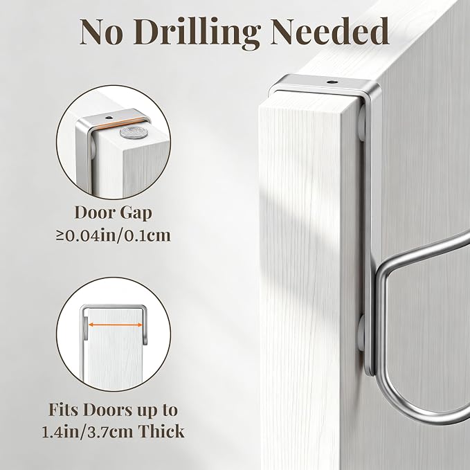 niffgaff Over Door Hook 2-Pack, Heavy Duty Door Hanger, Fits Interior Doors 1.4 - Image 3