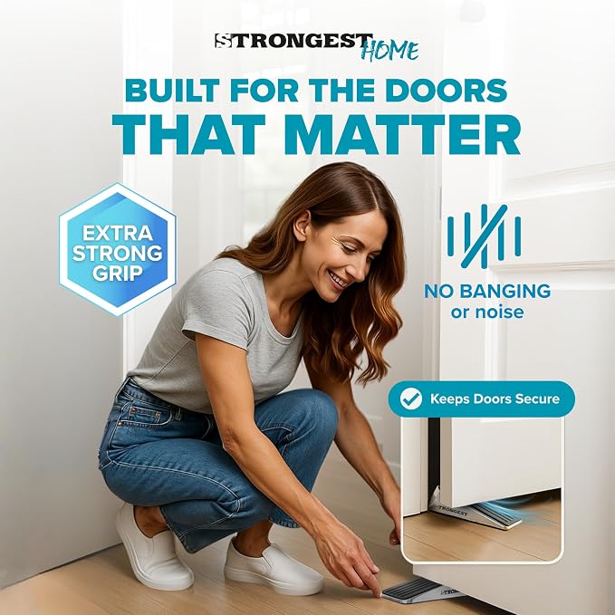 Door Stoppers for Bottom of Door – Heavy Duty Metal Rubber Stopper, Non-Slip - Image 2
