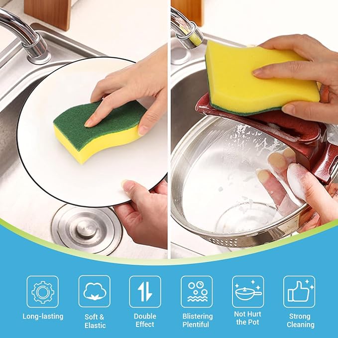 AIDEA Sponges Kitchen, 50-PK Heavy Duty Dish Sponge Kitchen, Scrub Sponges | - Image 2