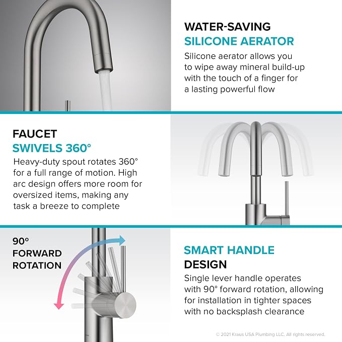 KRAUS Oletto Single Handle Kitchen Bar Faucet in Chrome Finish, KPF-2600CH - Image 6