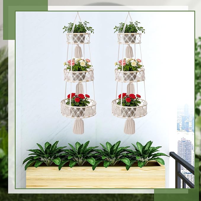 3-Tier Macrame Hanging Basket for Fruit & Vegetables - Image 6