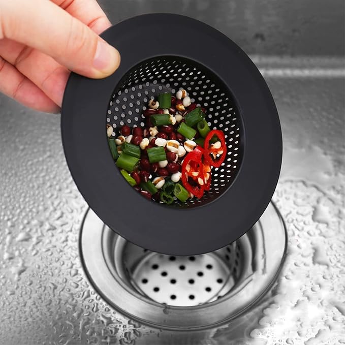 2 Pcs Black Stainless Steel Mesh Sink Drain Strainer, 2.75" Top/1.66" Kitchen - Image 2