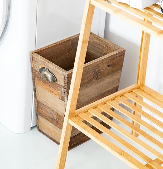 Small Wood Trash Can, Farmhouse Rectangular Garbage Can Waste Basket, Rustic - Image 9
