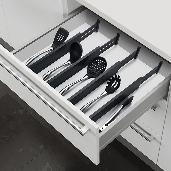4 Pack Bamboo Drawer Dividers 2.6" High, Adjustable from 12 Inch to 17 Inch | - Image 3