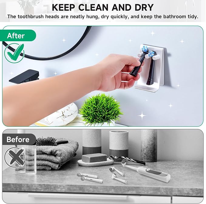Electric Toothbrush Head Holder Adhesive or Tabletop, Tooth Brush Holder - Image 9