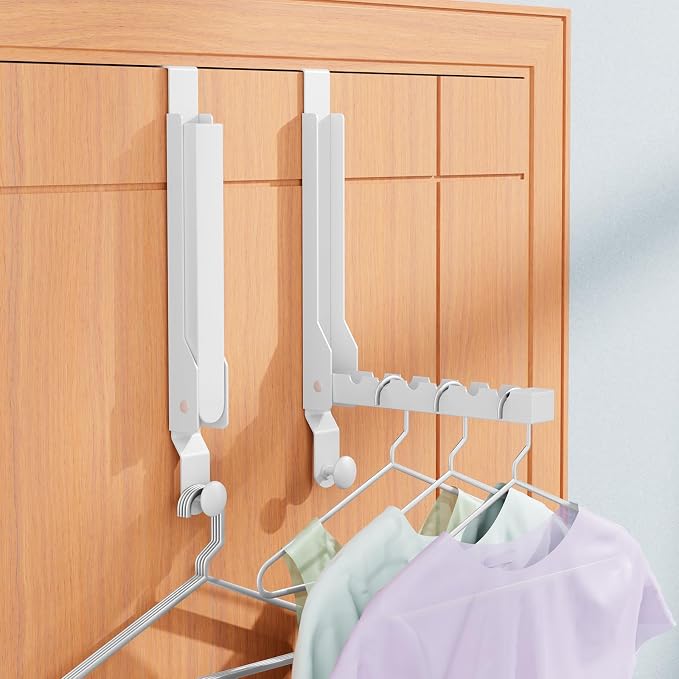 2 Pack Over The Door Hanger Folding Clothes Drying Rack, Folding Hanging Coat - Image 2