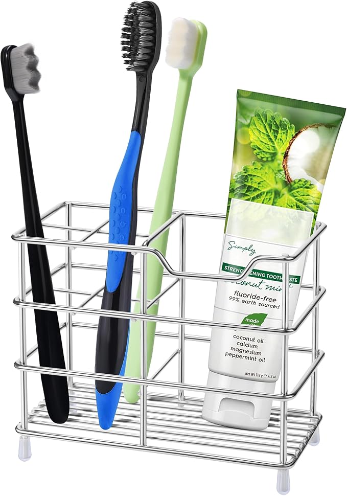 Toothbrush Holders for Bathrooms 304 Stainless Steel Quick Drying Silver | by Urbanstrive