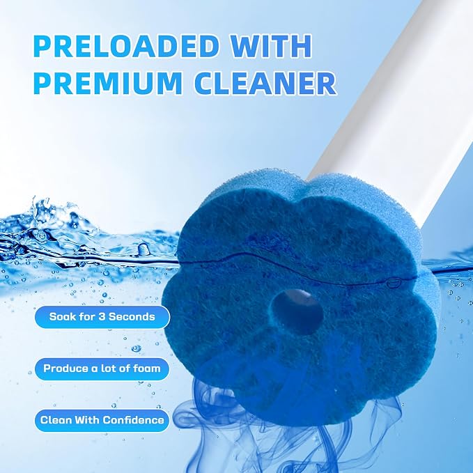 60-Pack Disposable Toilet Brush Refill Pads, Disposable Toilet Bowl Wand Refills - Image 3
