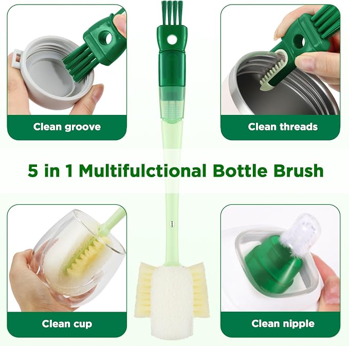 OUTXE 6 Pack Bottle Brush Cleaning Set, 5-in-1 Cup Cleaner Brush | - Image 2