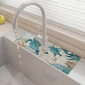 15" X 5.5" Kitchen Sink Splash Guard Faucet Mat Sea Turtles Super Absorbent by Unknown