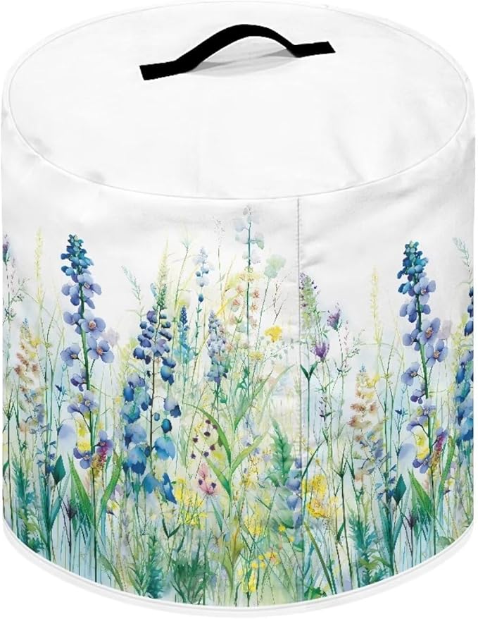 Insulated Pressure Cooker Appliance Cover, Also Fit for Rice Cooker, Air Fryer and Crock Pot, 3 Qt Dust Cover with Pocket for Spoon/Cooking Utensils/Recipes, Blue Green Floral