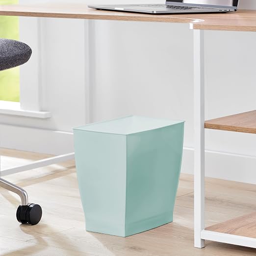 iDesign Small Plastic Bathroom Trash Can, Slim Rectangle Soft Aqua Blue | - Image 5