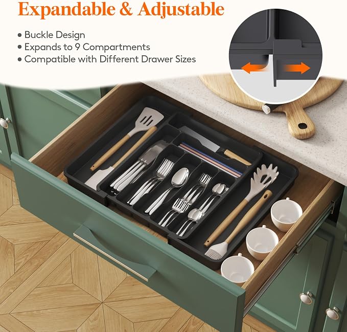 Lifewit Expandable Silverware Drawer Organizer, Kitchen Utensil Tray | BPA-free - Image 4