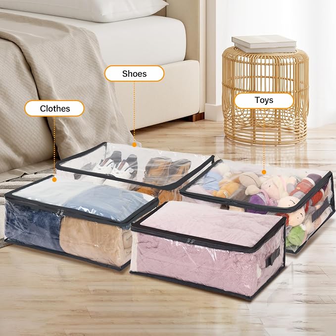 Fixwal Blanket Storage Bags 2 Pack Plastic Clothes Closet Organizer Clear | - Image 4