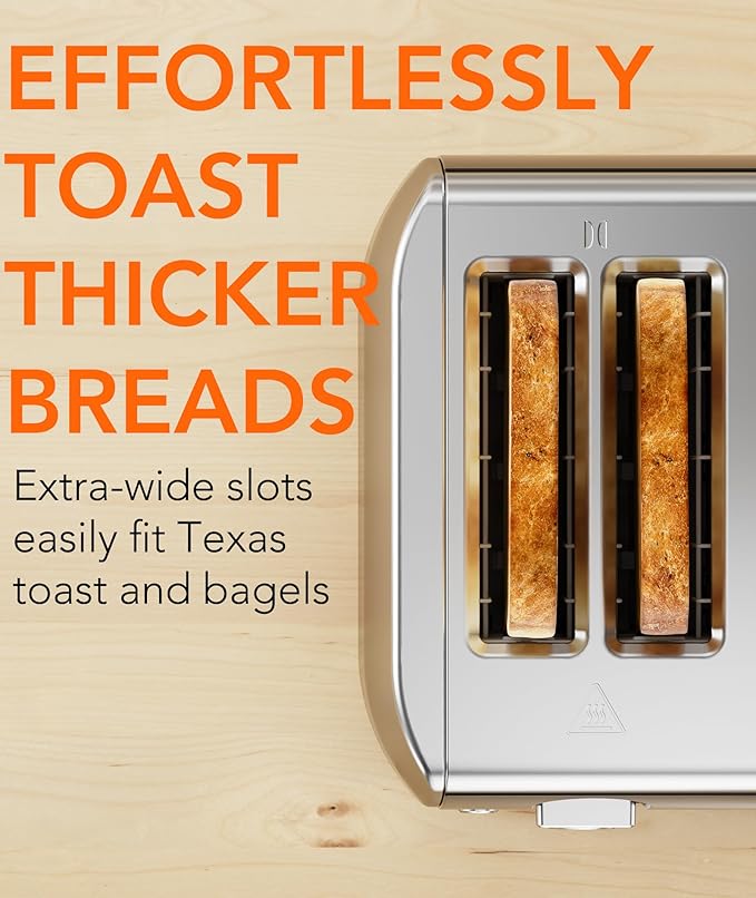 Cowsar Toaster 4 Slice Retro Stainless Steel, Compact 4 Slice Toaster with Extra Wide Slots for Toasting Bread, Bagel, Cancel/Bagel/Defrost Function, Toast Boost, 6 Shade Settings