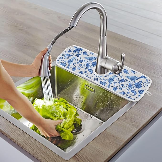 Sink Mat for Faucet Sink Splash Guard Faucet Handle Drip Catcher for Kitchen - Image 9