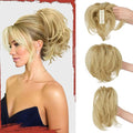 SOFEIYAN Claw Clip Short Ponytail Extension DIY Bendable Wires Hair Bun Fluffy Fake Hair Piece Straight Synthetic Hair Ponytail Extensions for Wonen - Dirty Blonde