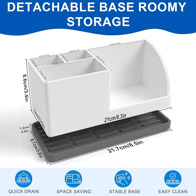 Bathroom Toothbrush Holders, 4 Slots Silicone Counter Organizer Storage - Image 2