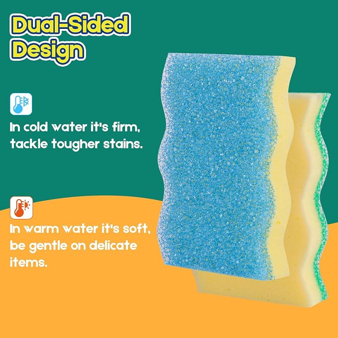 LAUNDRYLUX Scrub Sponge, 4 Pack Dual-Sided Temperature-Responsive Scrubber | - Image 2