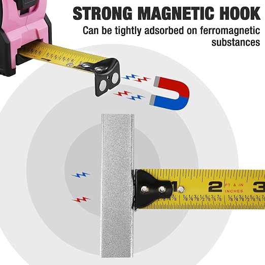 WORKPRO 16FT Pink Tape Measure, 1/8 Fractions Easy Read Measuring Tape - Image 6