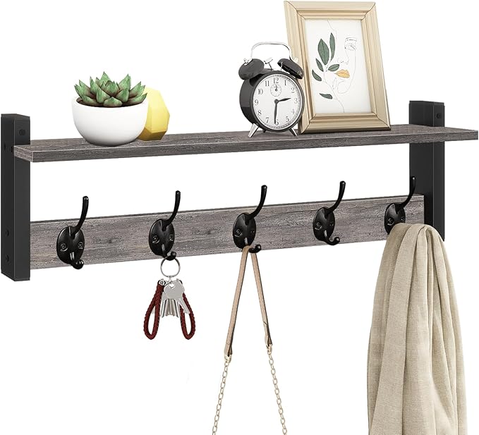 Wall Hooks With Shelf, 24 Inch Coat Rack Wall Mount by Homode