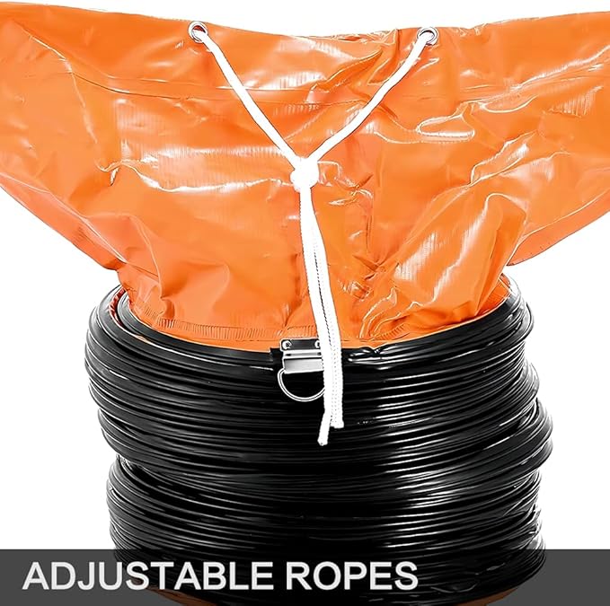 PVC Flexible Duct Hose, HVAC Duct Hosing Flame Retardant for Ventilator Utility Blower Fan with Adjustable Rope and D-Ring, Easy Storage (14inx16ft)