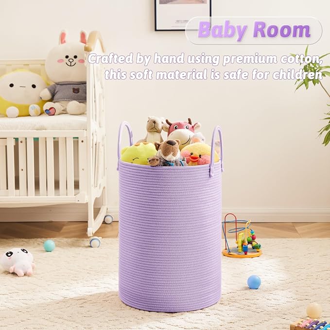 Artfeel Laundry Basket, Woven Cotton Rope Laundry Hamper, 40L - Image 4