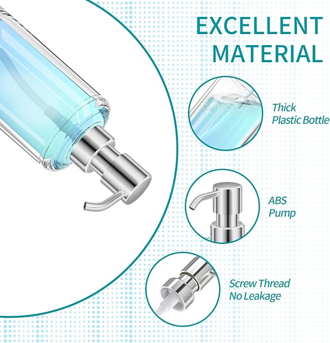 Clear Plastic Soap Dispenser Set of 2, 10 oz Pumps - Image 5