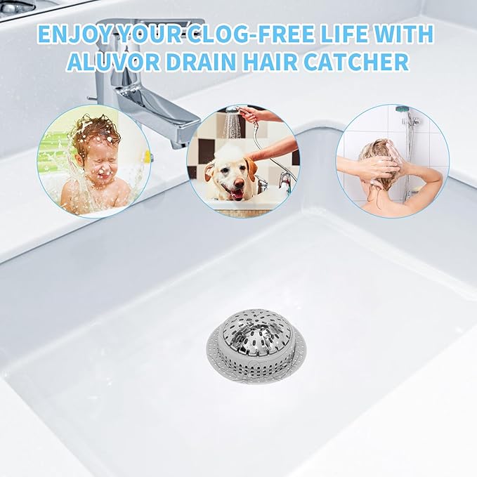 Aluvor Bathtub Drain Hair Catcher Shower Drain Cover Sink Drain Protector | - Image 6