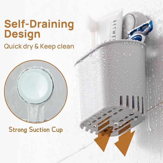 Powerful Suction Toothbrush Holder 2 Pack, Removable Drill-Free Wall Shower - Image 3