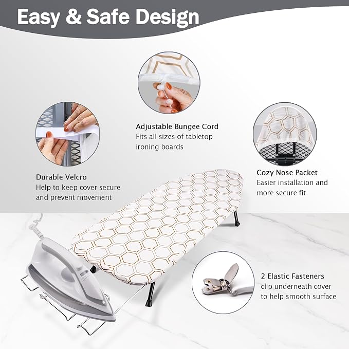 SheeChung Small Ironing Board Cover and Pad 12.5"x32", Mini Iron Board Cover - Image 3