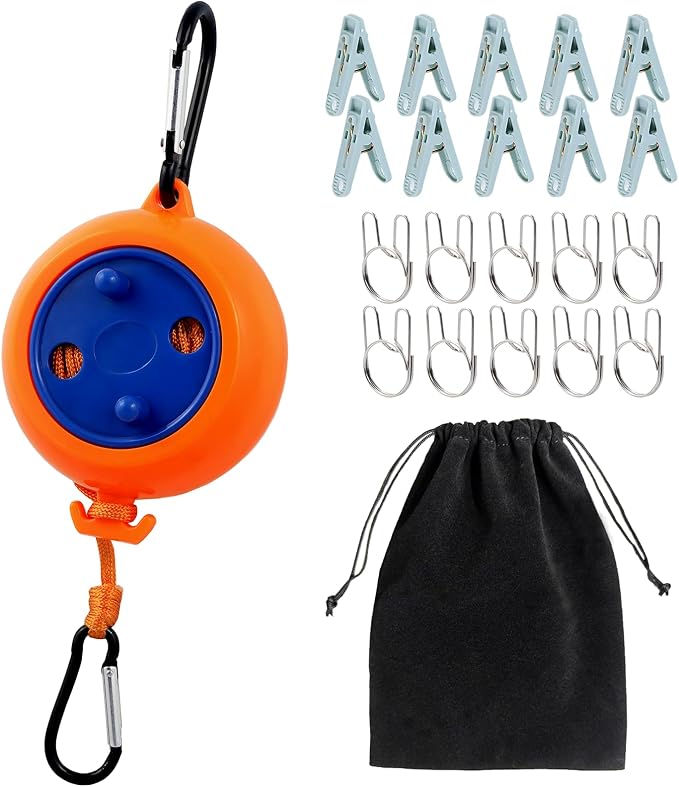 Portable Travel Clothesline is 32Ft Retractable Camping Clothesline by Unknown