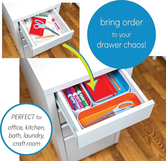 Three by Three Seattle Metal Stacking Bins Drawer Organizer, 6-Pc | Food-safe - Image 2