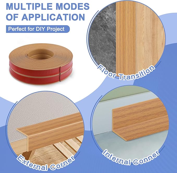 Wall Corner Protector Moulding Trim Peel and Stick Wall Corner Guards Trim Flexible Self Adhesive Edge Protector Moulding, 1.6 in x 10 Ft, Light Brown Wood