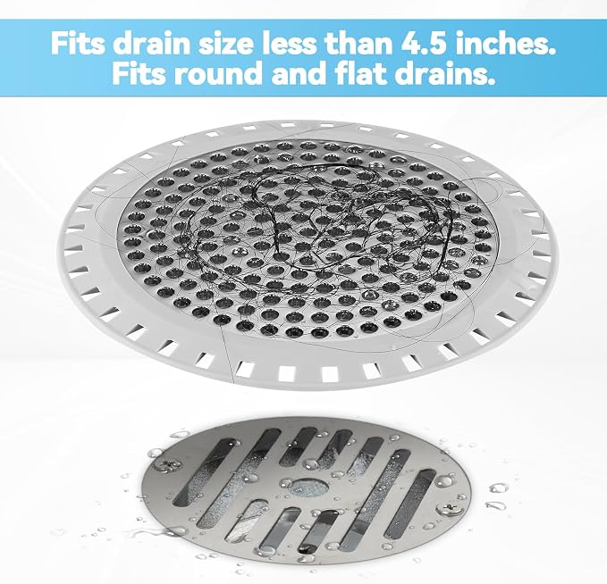 Shower Drain Hair Catcher, Aluvor Shower Drain Cover Bathtub Drain Strainer | - Image 4