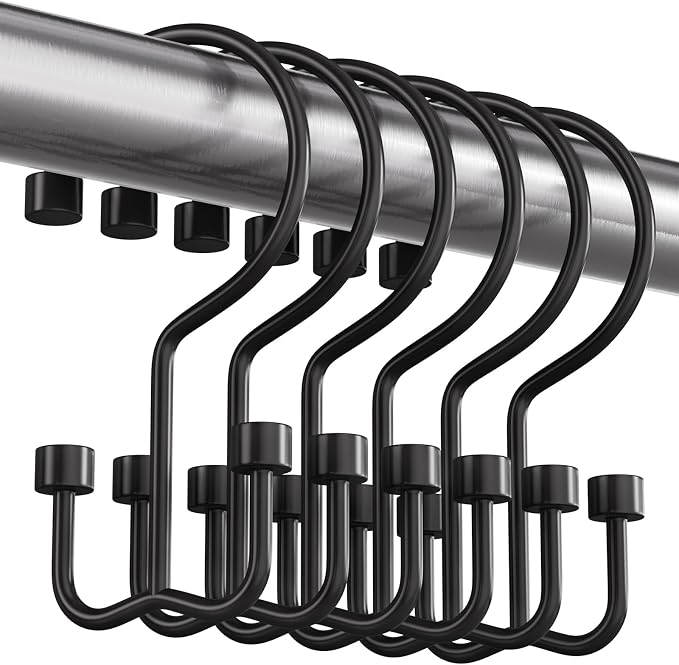 Bathway Shower Curtain Hooks Matte Black Shower Curtain Rings, Metal Shower - Image 9