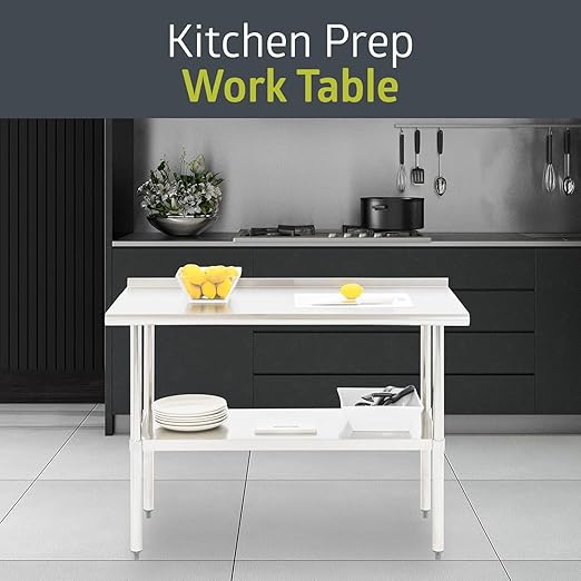 Pearington NSF Certified Stainless Steel Kitchen Prep and Work Table, Commercial Work Table for Restaurant and Home, 48" x 24", Stainless Steel