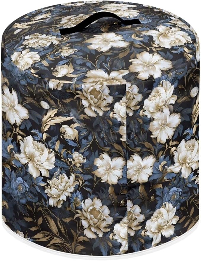 Flashideas Floral Print Pressure Cooker Cover for 8 Quart Instant Pot and Air Fryer Accessories, Stain Resistant Washable Round Protective Cover Electric Appliance Cover with Front Pocket