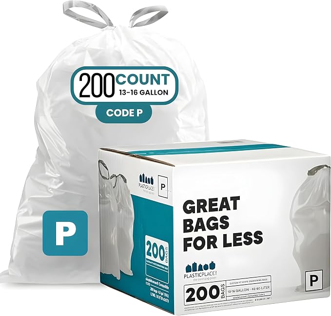 Plasticplace Drawstring Trash Bags, Compatible by Plasticplace