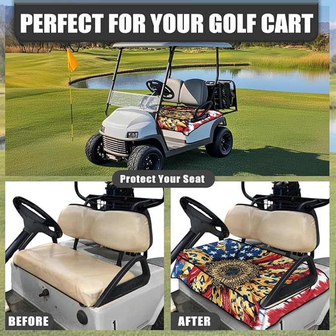 Golf Cart Seat Cover Cushion Made from Breathable Microfiber with Waterproof Layer, Designed to Reduce Heat and Moisture During Long Outdoor Rides