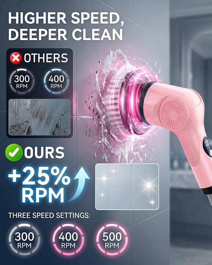 Electric Spin Scrubber, 3-Speed Shower Scrubber - Image 2